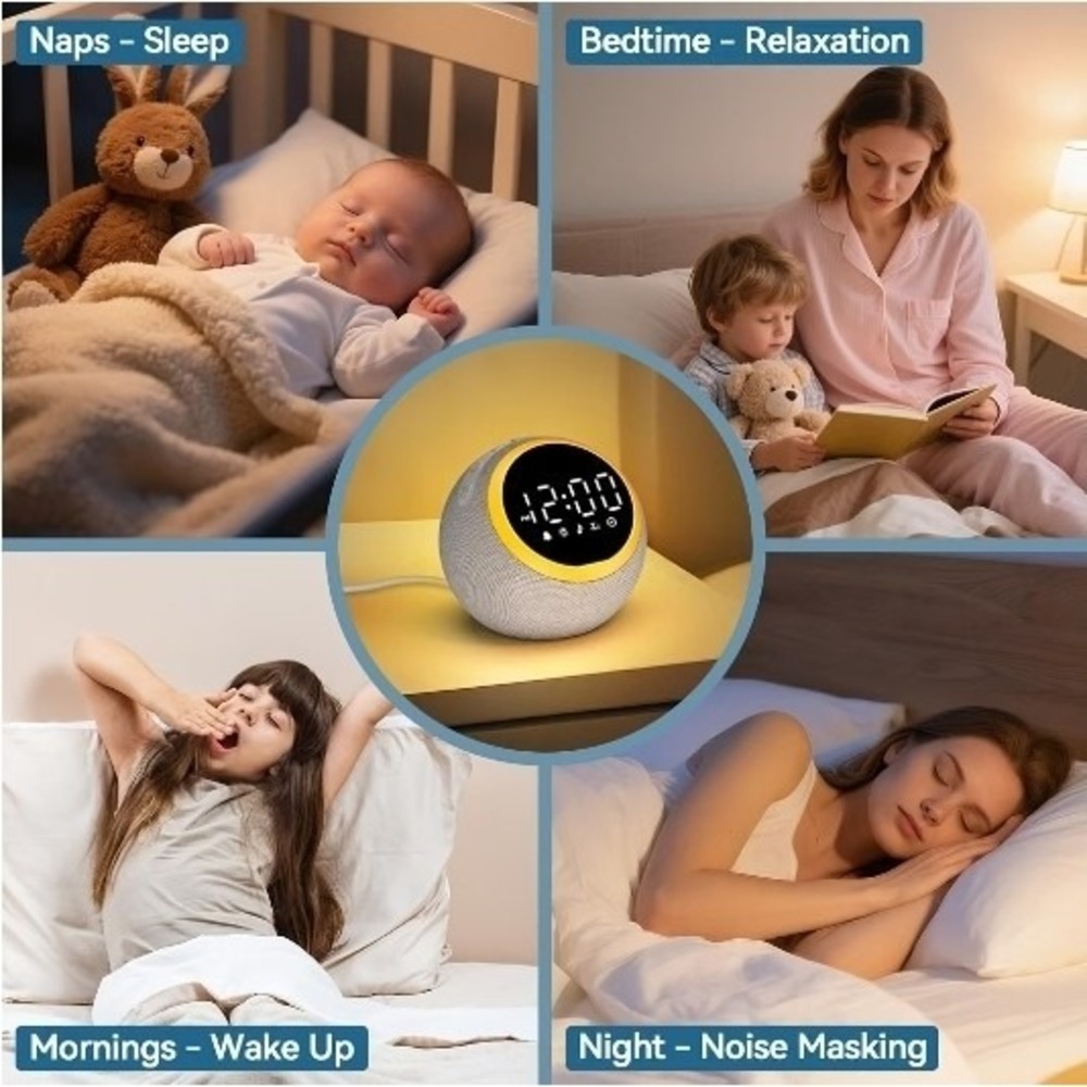 Smart Alarm Clock for Bedrooms, Digital Alarm Clock with White Noise Hatch Sound - Picture 9 of 9